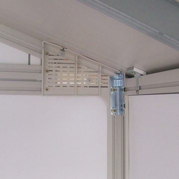 Grosfillex Gartenhaus Geräteschuppen Utility V4,9m² aus PVC Kunststoff, BxT: 295x261 cm, 2-türig, grau-grün, UV- und witterungsbeständig