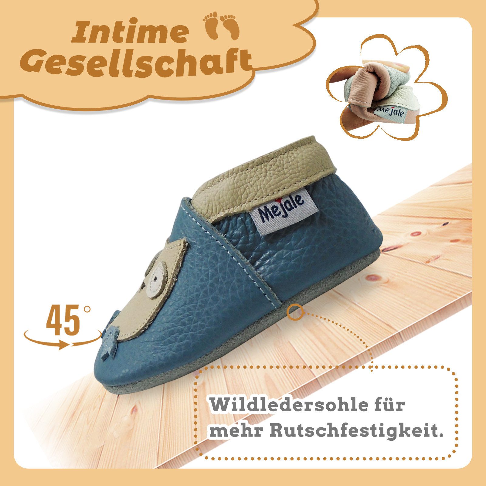 Mejale Mejale Leder Krabbelschuhe Babyschuhe Lauflernschuhe 100% Leder Hausschuh 100%Leder