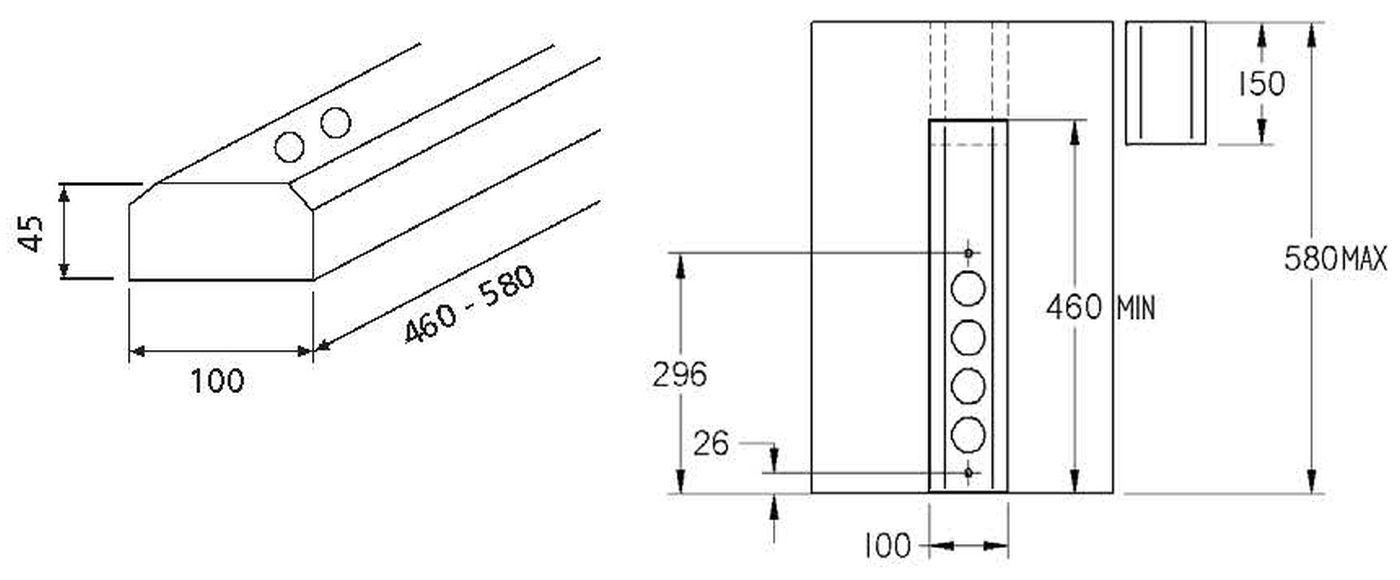 Thebo Küchensteckdose Edelstahl Steckdosenleiste teleskopierbar 46-58cm Mehrfachsteckdose (Kabellänge 2.00 m)