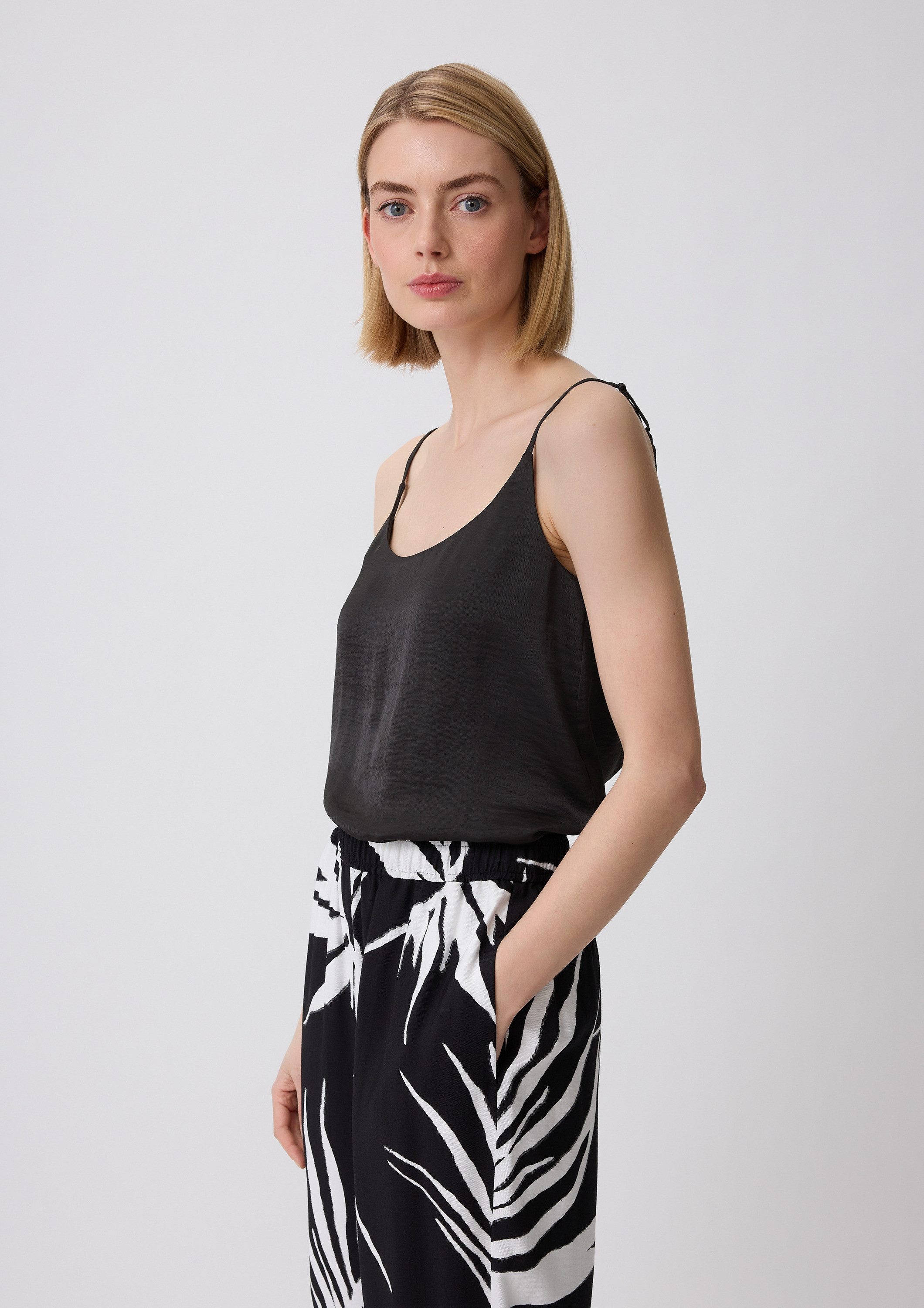 comma Muskelshirt T-Shirt Top aus schimmerndem Jersey-Piqué