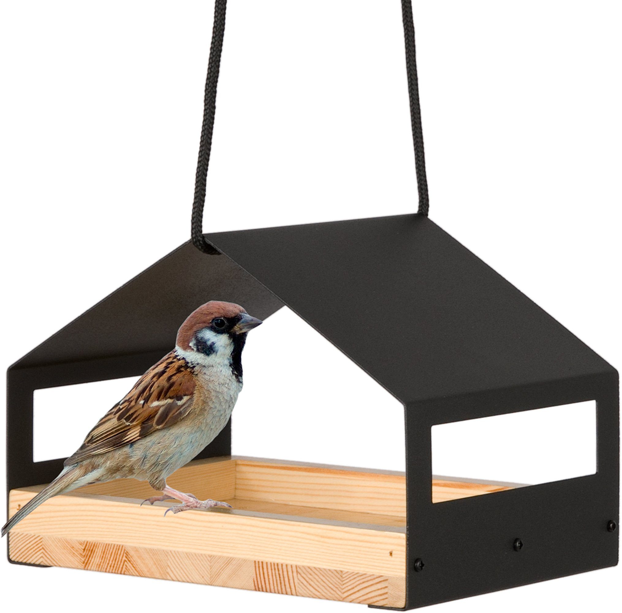 Vogelhaus wetterfest zum Aufhängen, Metall Vogelfutterhaus klein Vogelhäuschen