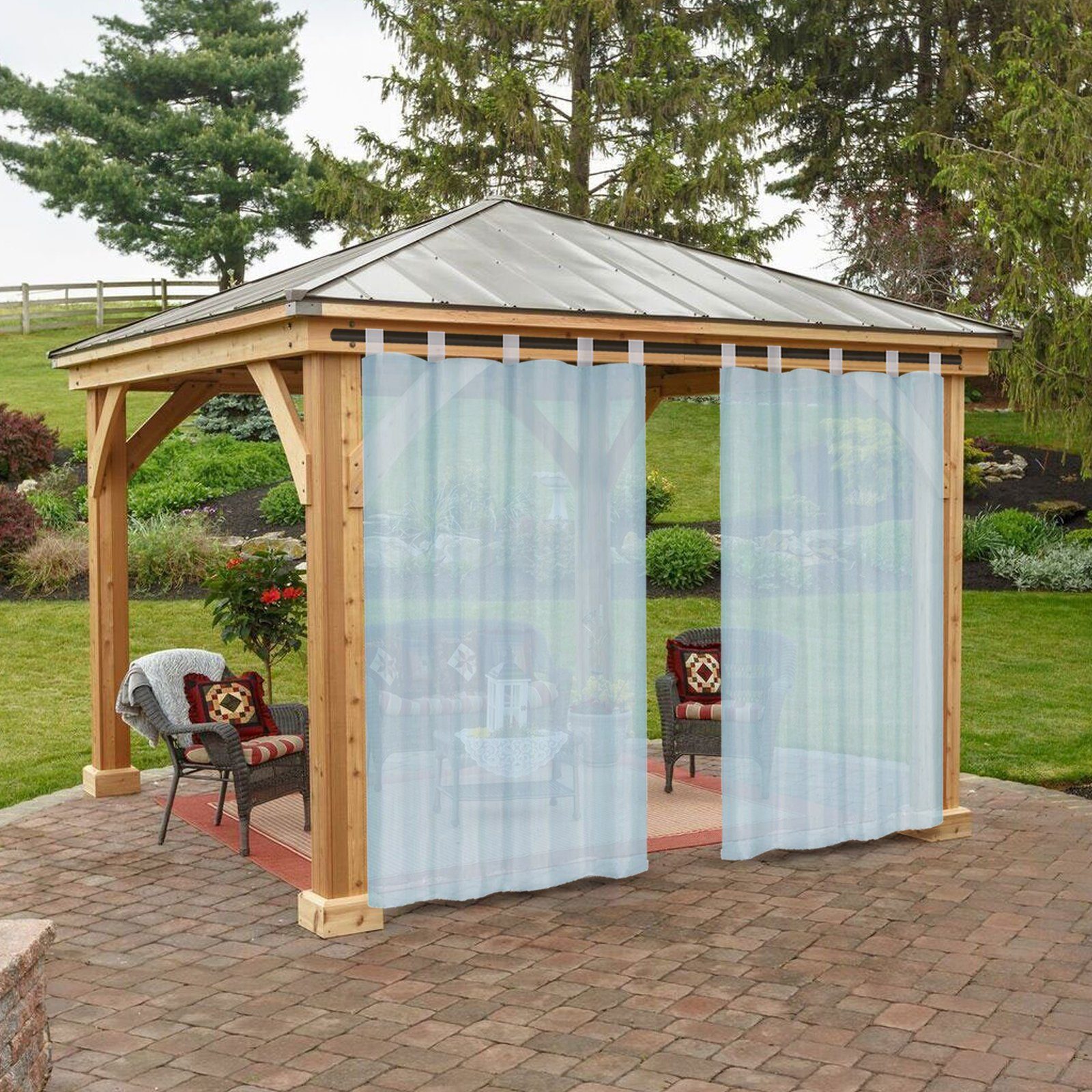 BTTO V&G Outdoorvorhang Wasserdichter Gardinen,Transparenter Balkon Vorhang mit Magic Tape (1 St), Terrassenvorhang