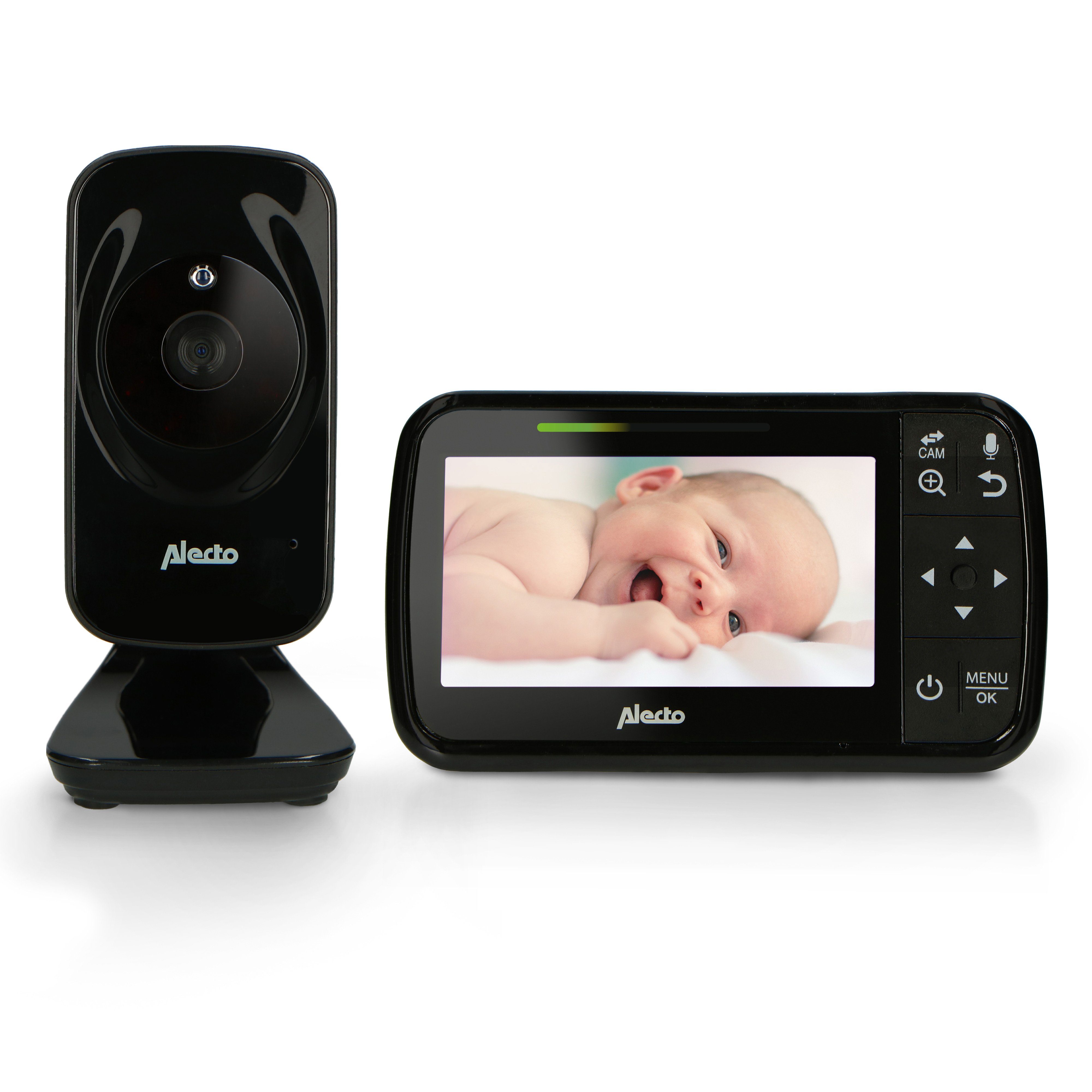 Schwarz 1-tlg., Alecto 4.3"-Farbdisplay Babyphone Kamera mit DVM149, und Video-Babyphone