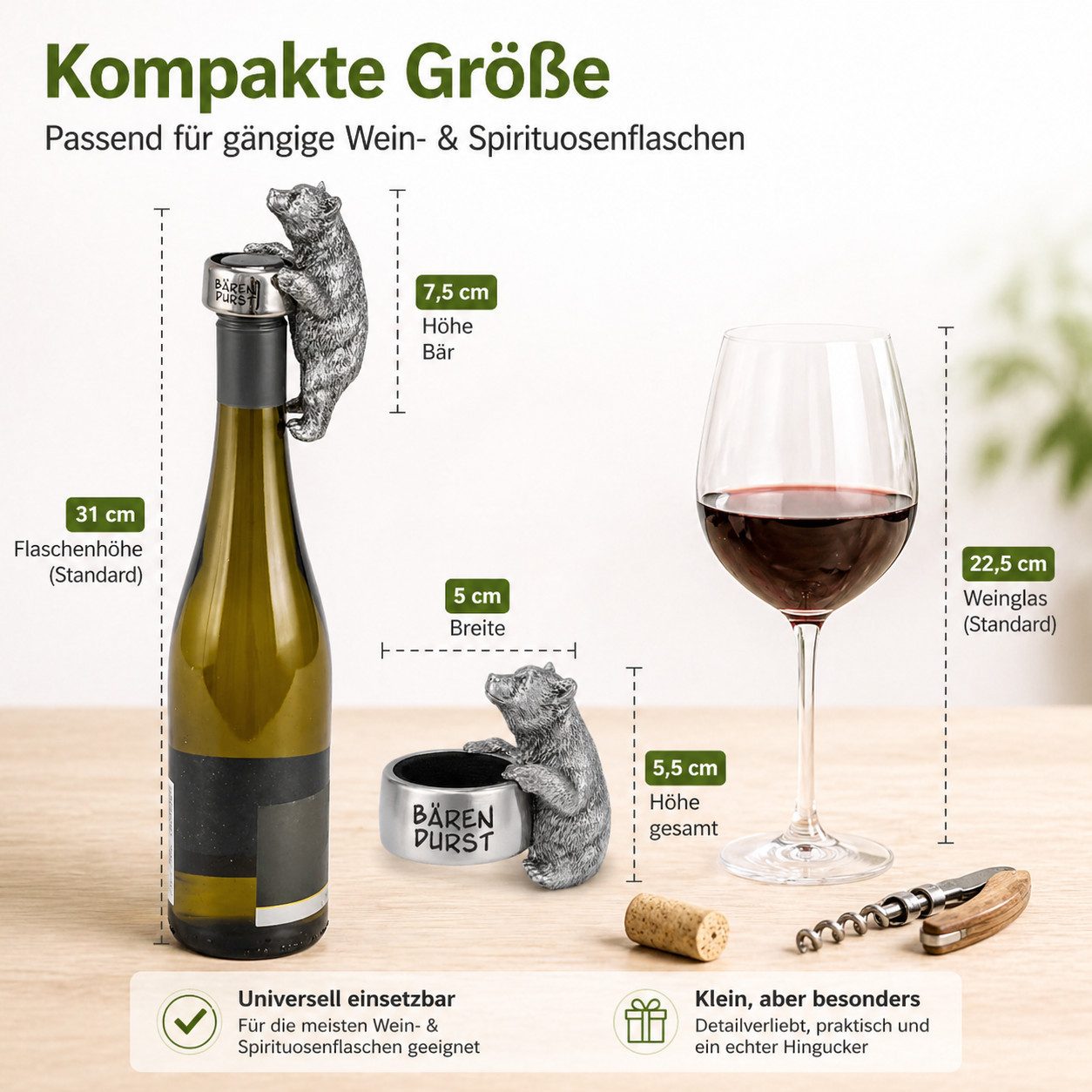 Gehlmann Flaschenverschluss Flaschenring Bär Silber - Bärendurst