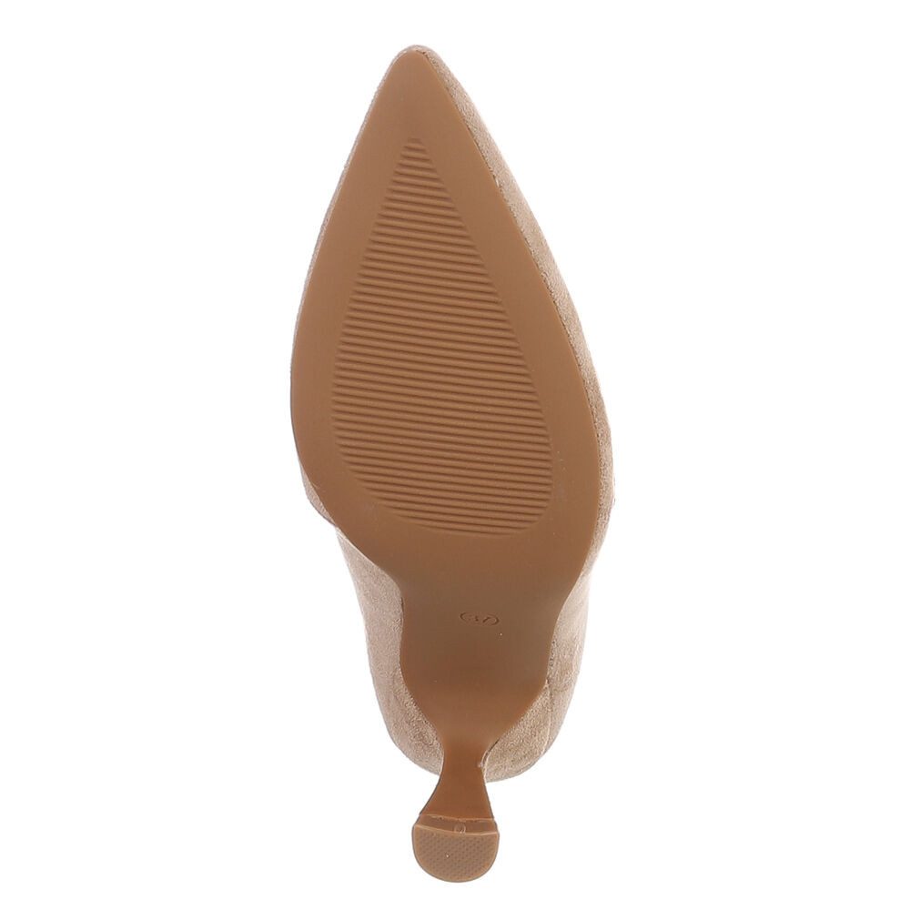 Ital-Design Hochfront Stiefel mit Blockabsatz und Raffung Stiefel (90851708) Pfennig-/Stilettoabsatz Stiefel in Hellbraun