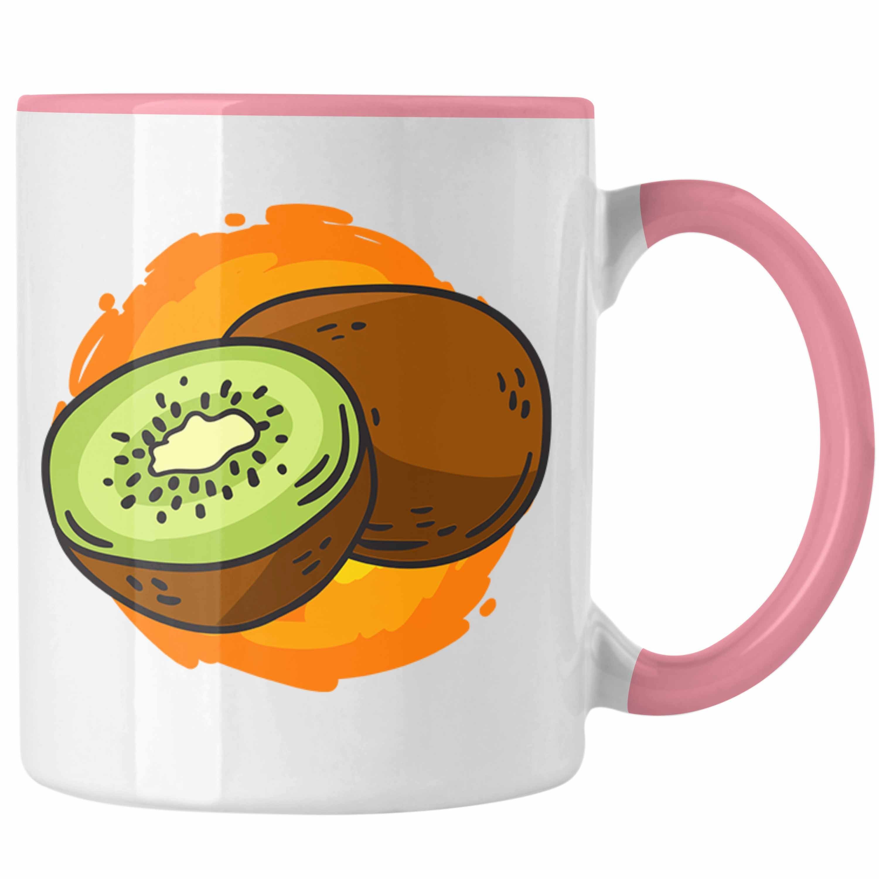 Trendation Tasse Lustige Tasse mit Kiwi-Grafik Geschenk für Kiwi-Liebhaber Rosa
