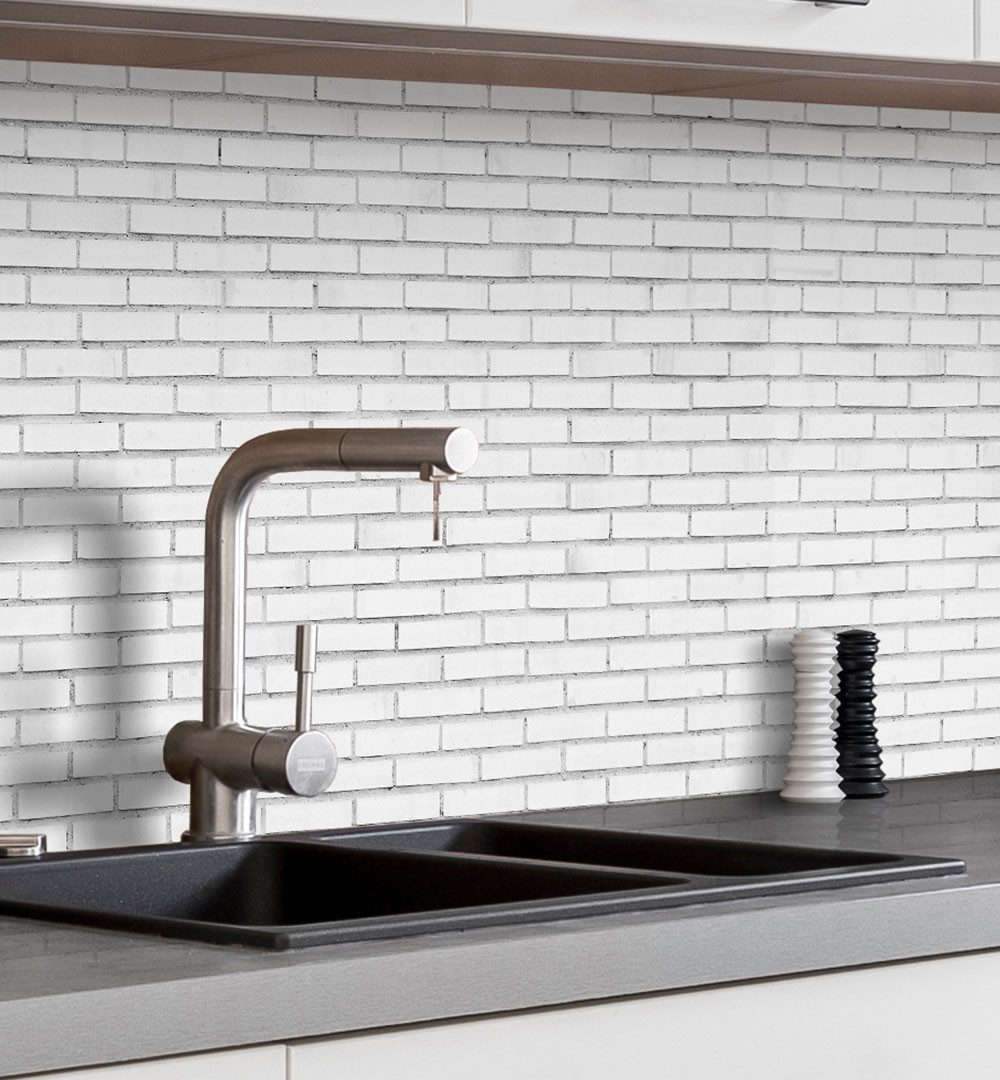 MyMaxxi Küchenrückwand Küchenrückwand selbstklebend weiße Ziegelsteine Spritzschutz Folie, (Klebefolie Küchenrückwand aufgerollt B 180 cm x H 60 cm), Weiße Kacheln B 180 cm x H 60 cm