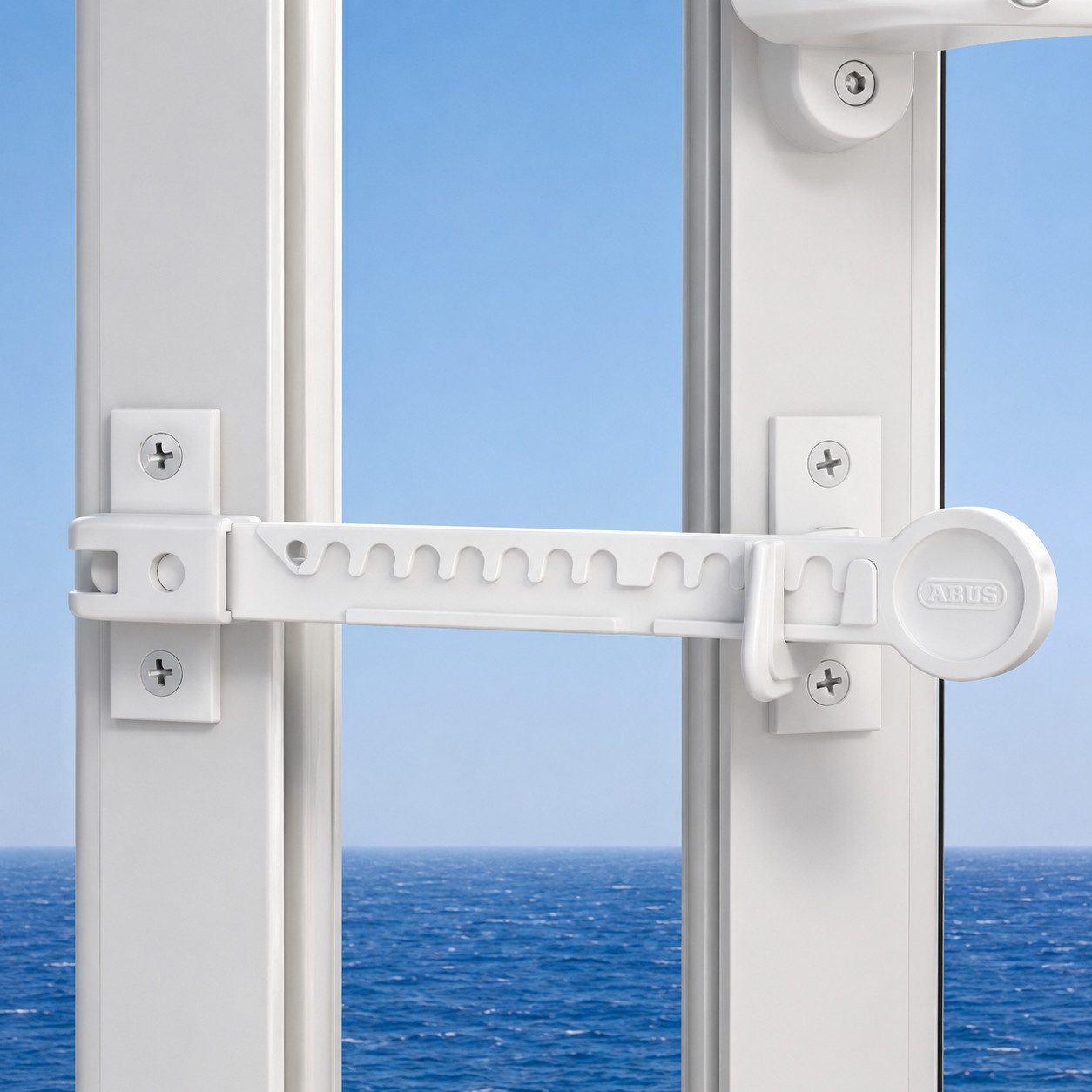ABUS Fensterschloss Fensterfeststeller – weiß – Fenster- und Türfeststeller, mit Klebe- und Schraubmontage