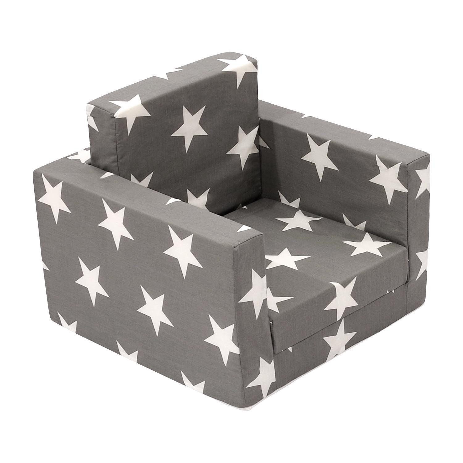 Sun Garden Kindersessel LUCA, Grau, Weiß, Baumwolle, Polyester, Ausziehbar, Bettfunktion, B 48 x H 48 x T 41 cm