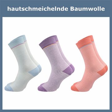 GAWILO Socken für Damen mit Hahnentritt in farbig - ohne drückende Naht (6 Paar) Stylische Frauensocken mit verstärkten Belastungszonen