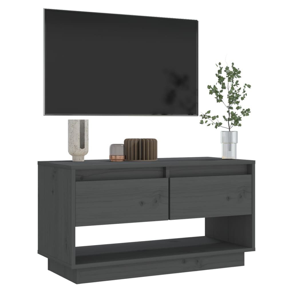 furnicato TV-Schrank Grau Kiefer 74x34x40 Massivholz cm