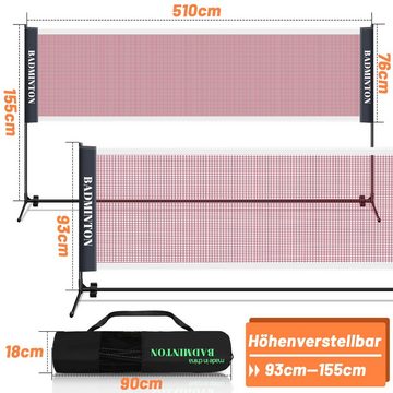 Randaco Badmintonnetz Tennisnetz 510cm Federballnetz Volleyballnetz Tragbares mit Tasche