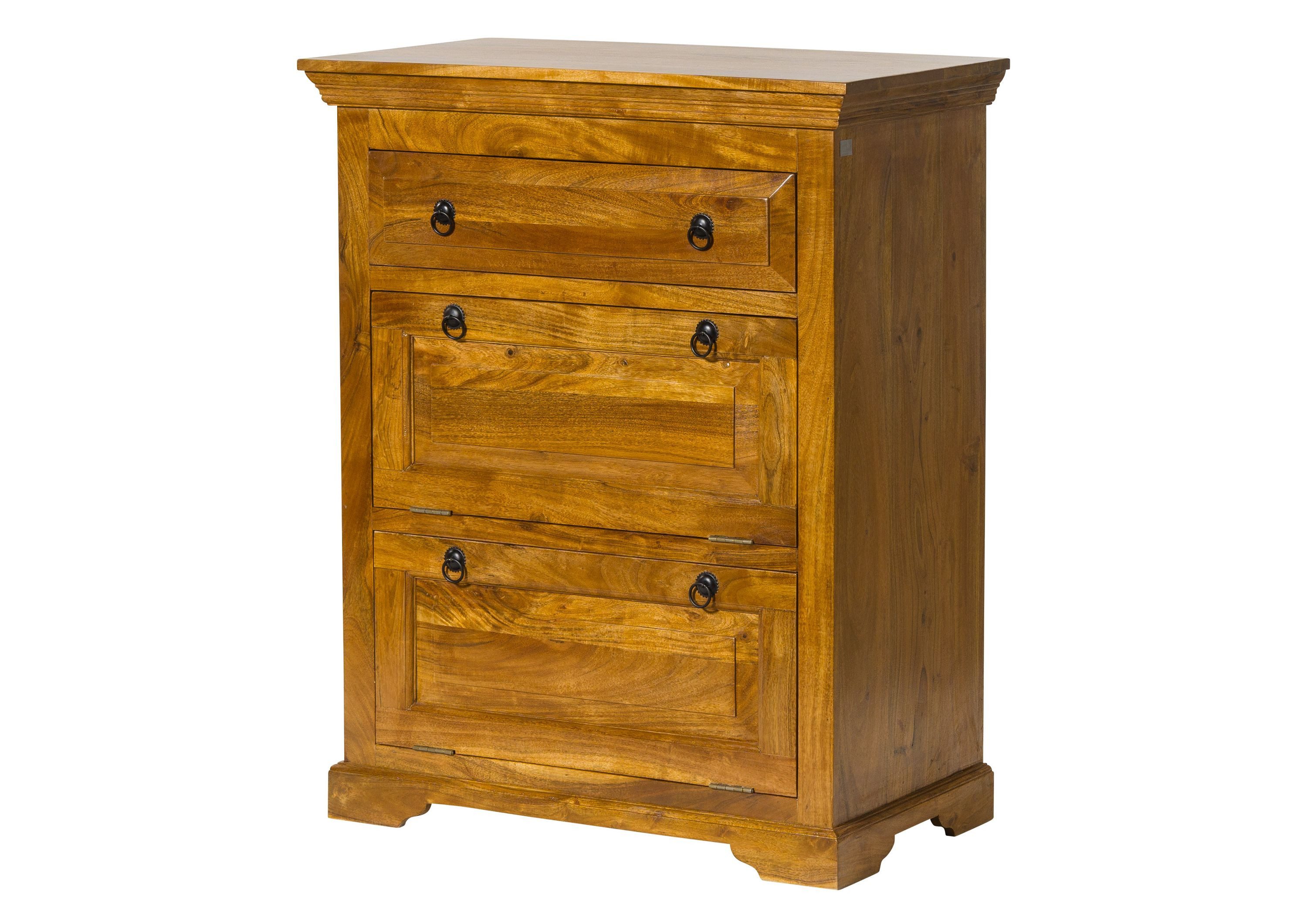 Massivmoebel24 Kommode OXFORD Akazie Massivholz hellbraun (Massivholz montiert 44 kg OXFORD #0904), Akazie 80x45x100 cm (BxTxH) hellbraun lackiert