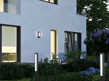 meineWunschleuchte LED Außen-Wandleuchte, LED fest integriert, Warmweiß, 2er Set Fassadenbeleuchtung, Anthrazit IP 54 für Haus-Wand Höhe: 25cm