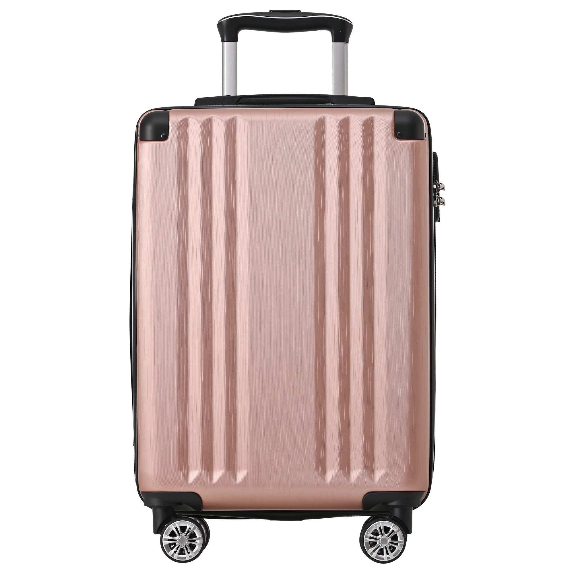 Handgepäck-Trolley Ulife 4 M-Größe:56.5*37.5*22.5 Pink Zollschloss, ABS-Material, Rollen, TSA Reisekoffer