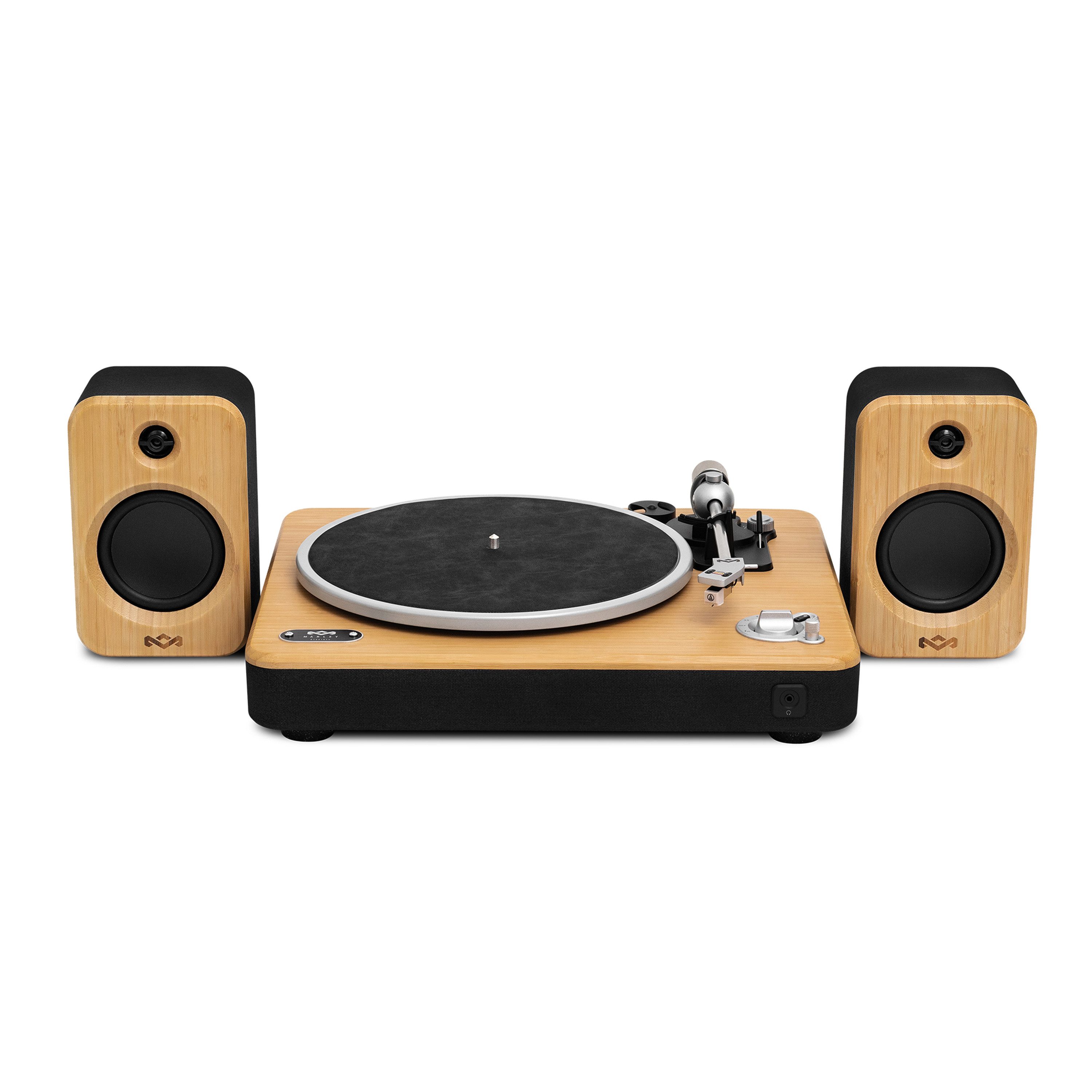 House of Marley EM-JT305-SB "Stir It Up Wireless 2" mit Lautsprechern Turntable Проигрыватели (Riemenantrieb, Bluetooth Wireless, Bluetooth 5.3, Bambus-Design, integrierte Stereo-Lautsprecher)