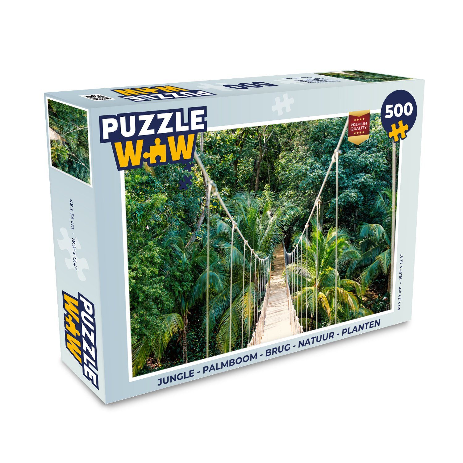 MuchoWow Puzzle Dschungel - Palme - Brücke - Natur - Pflanzen, 500 Puzzleteile, Foto-Puzzle, Bilderrätsel, Puzzlespiele, Spielzeug