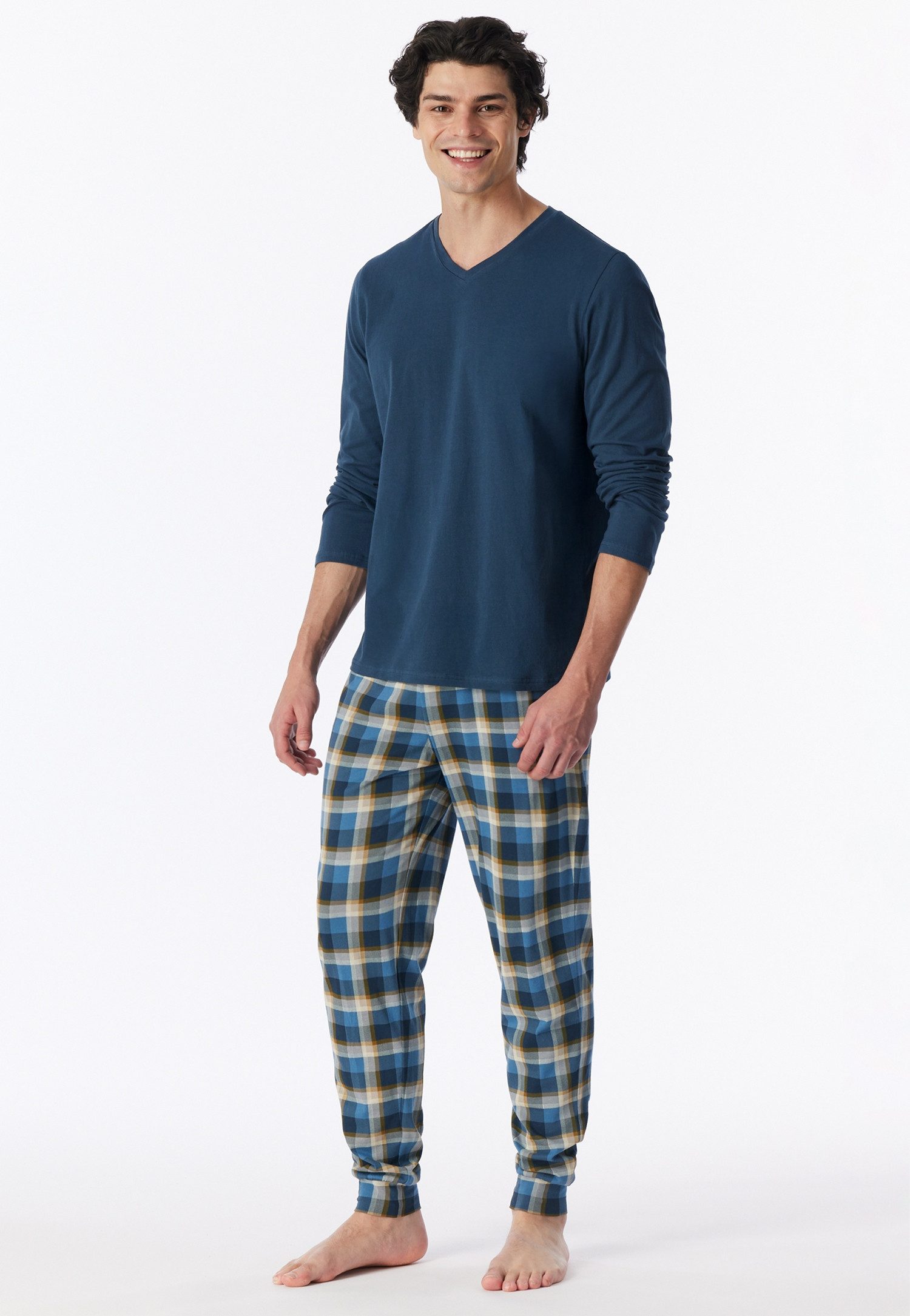 Schiesser Schlafanzug Casual Essentials (2 tlg) mit bequemen Bündchen