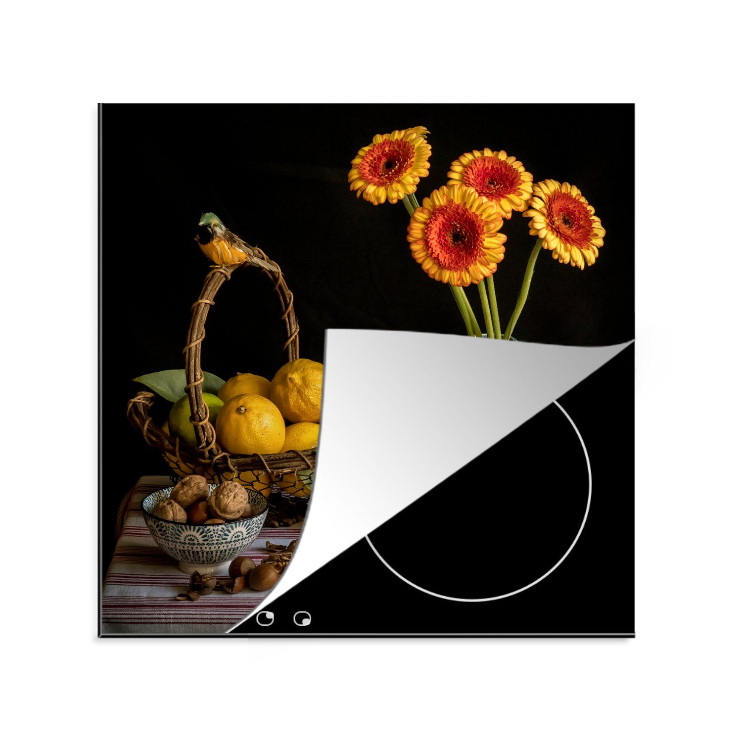 Arbeitsplatte Sonnenblume Vinyl, (1 - tlg), cm, Blumen - Zitrone, 78x78 für Herdblende-/Abdeckplatte MuchoWow Ceranfeldabdeckung, küche