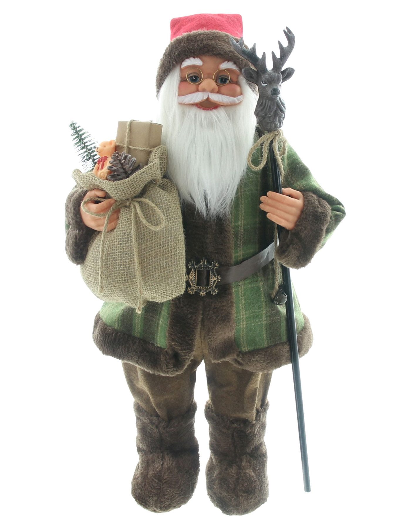 Dekoleidenschaft Weihnachtsmann "Santa mit Stab" Nikolaus 60 cm, Santa Claus Figur, Weihnachtsdeko, Dekofigur