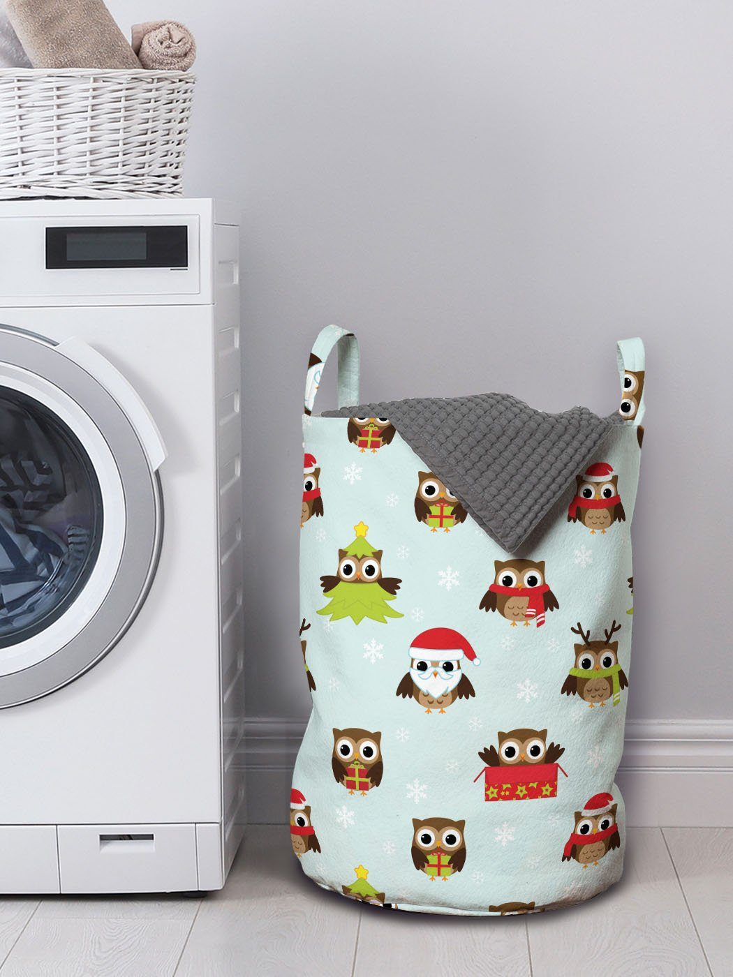 Griffen mit Eulen Abakuhaus Weihnachten Wäschesäckchen Kordelzugverschluss Waschsalons, für Wäschekorb