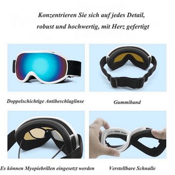 FIDDY Skibrille Skibrille, Sportbrille mit Anti-Beschlag, Wind- und Stoßschutz, (1-St), Skifahren, doppelschichtiger Antibeschlag, großes Sichtfeld, Unisex