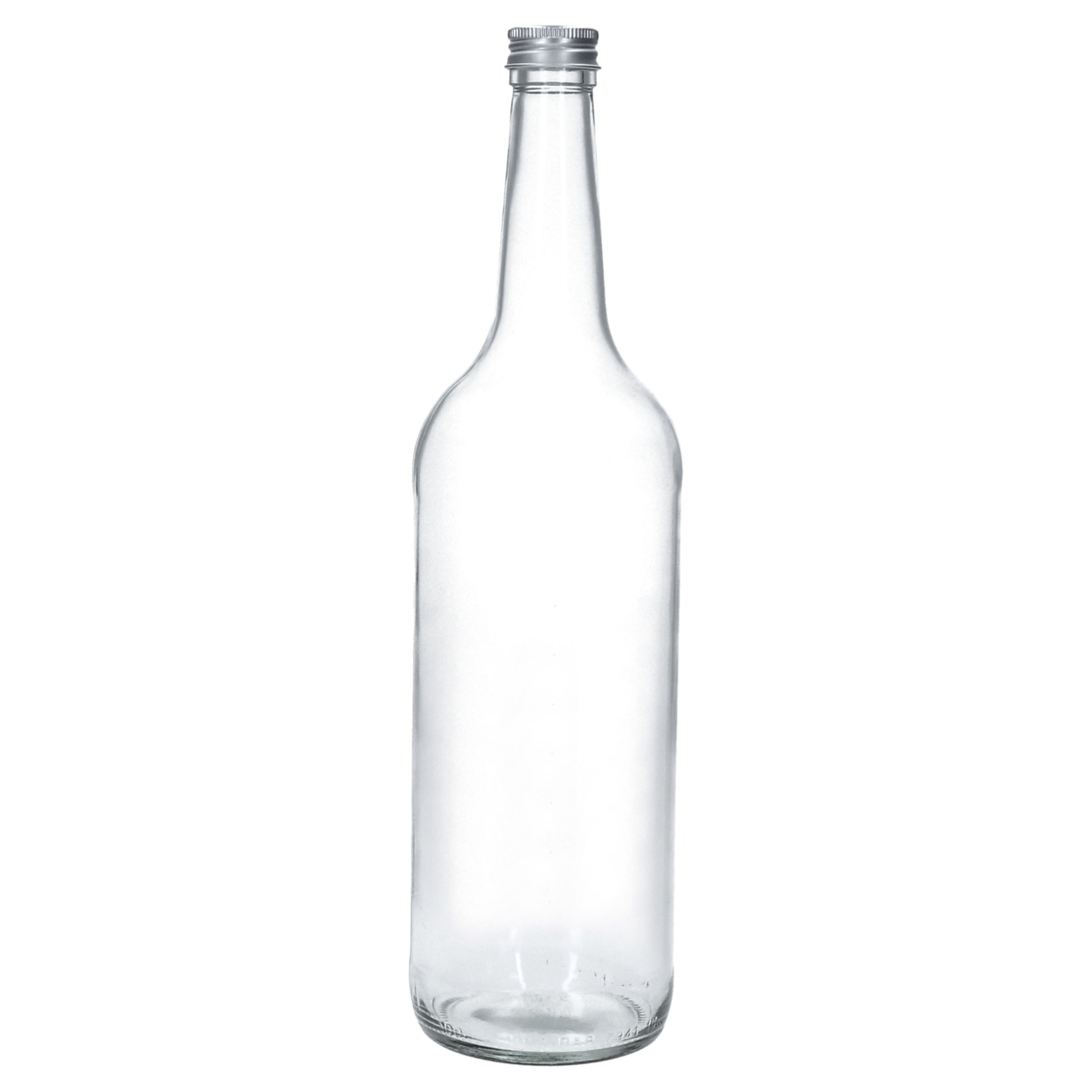 MamboCat Vorratsglas 6x Geradhalsflasche 1L + Schraubverschluss Silber 1000ml Glasflasche, Glas – Bild 3 von 5