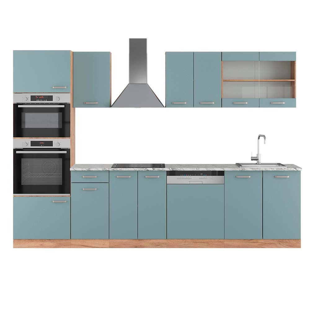Vicco Küchenzeile R-Line, Blau-Grau/Goldkraft Eiche, 300 günstig online kaufen