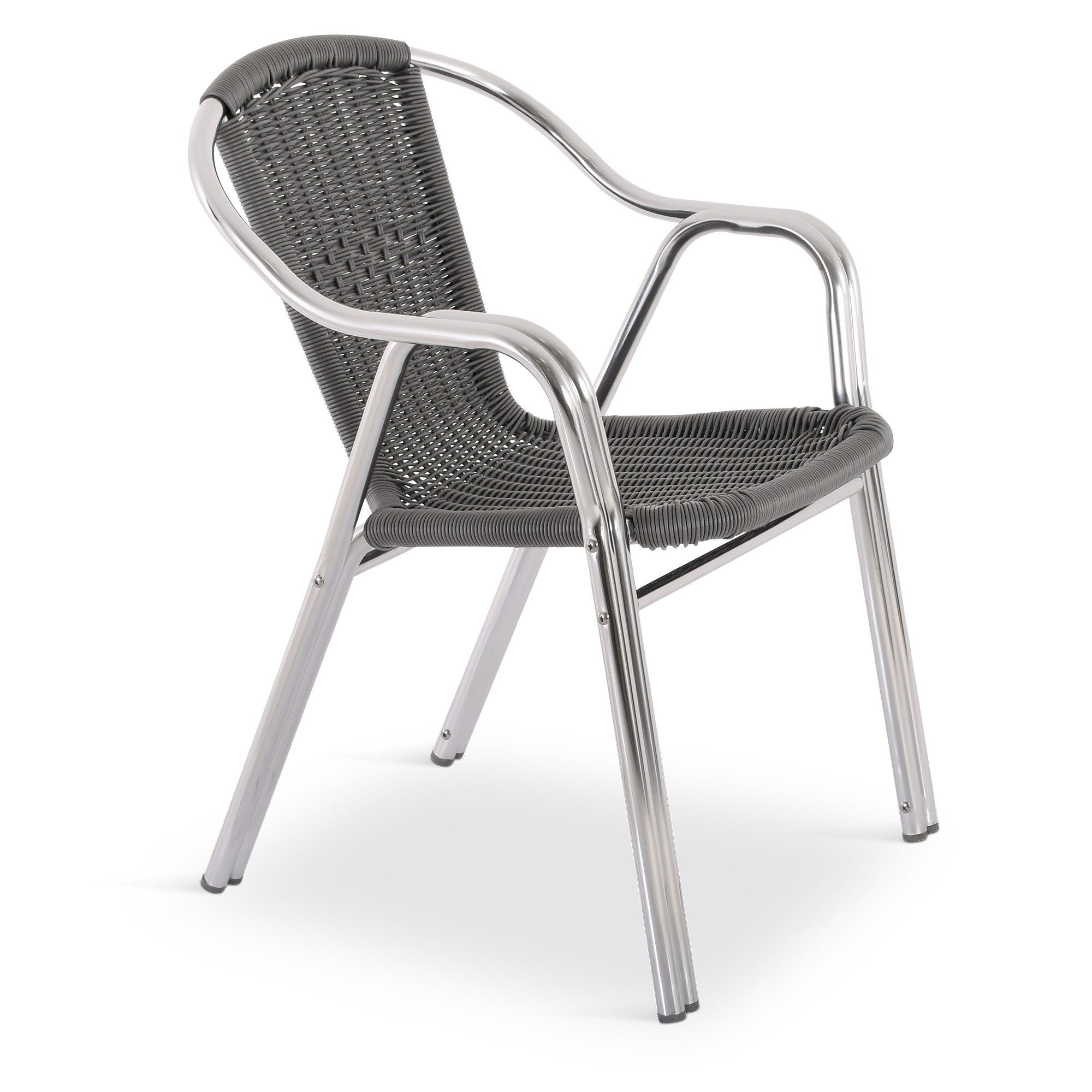 Raburg Bistrostuhl Outdoor-Stapelstuhl mit Armlehnen, Polyrattan, Alugestell, Vita (Set, 10 St), hochwertiges Doppelrohr-Aluminium-Gestell, bis 150 kg