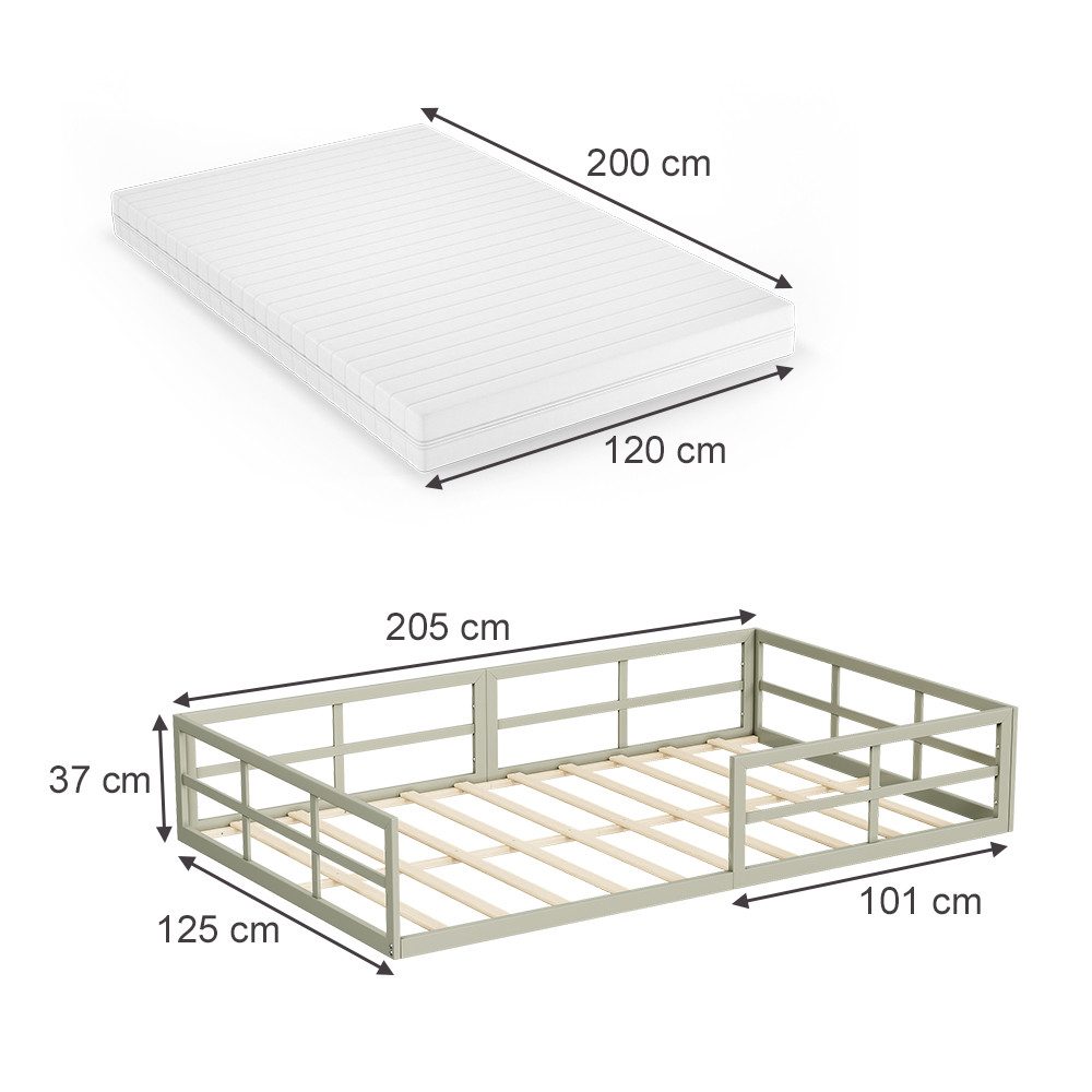 VitaliSpa® Kinderbett Minno, Greige, 120x200 mit Matratze günstig online kaufen