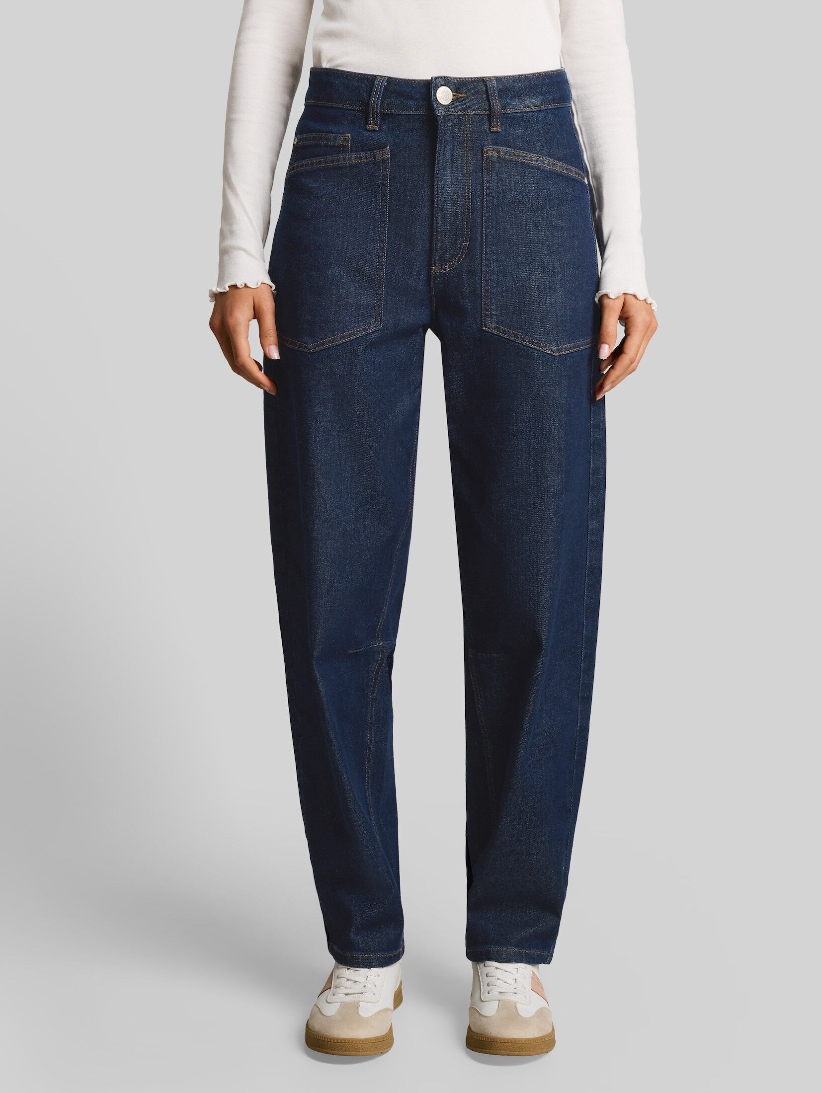 TOM TAILOR Weite Jeans Jeanshosen TTCELIA BARREL Jeans mit aufgesetzten Taschen