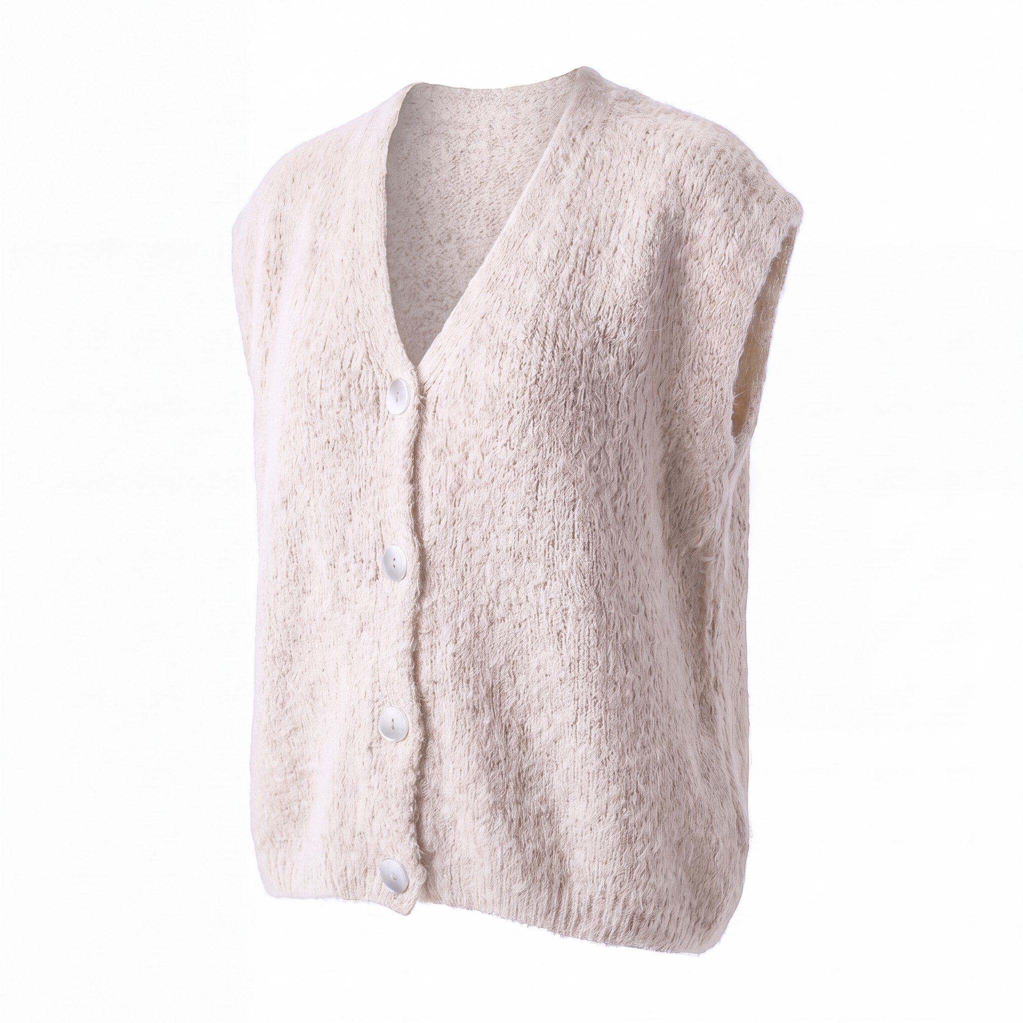 OriginalYou Strickweste Kurzweste Damen Flauschige Oversize-Weste V-Ausschnitt Oversize Look, geeignet für die Größe 38/42