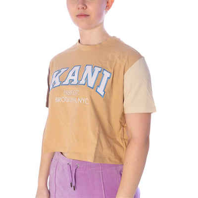 Karl Kani T-Shirt Karl Kani Serif Crop Block Crop T-Shirt Damen Shirt sand brown (1-tlg)