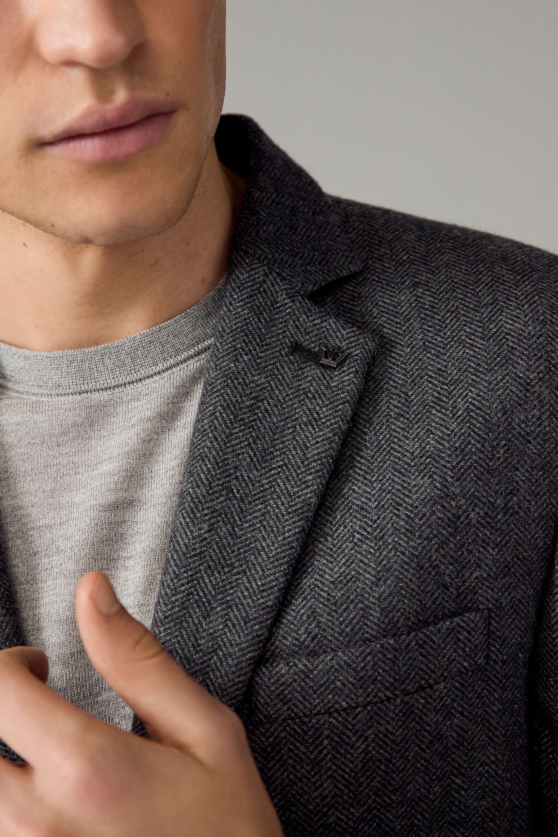 Next Sakko Signature Slim Fit Sakko mit Fischgrätmuster (1-tlg)