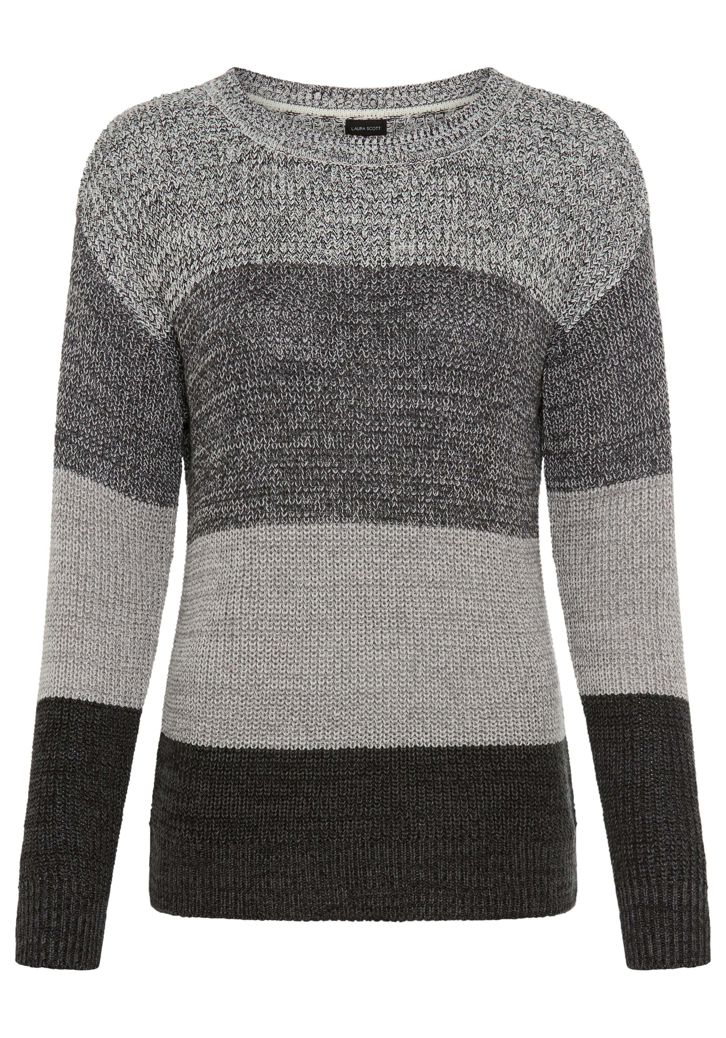 Laura Scott Streifenpullover Übergangspullover aus Baumwolle mit Melangeoptik - NEUE KOLLEKTION