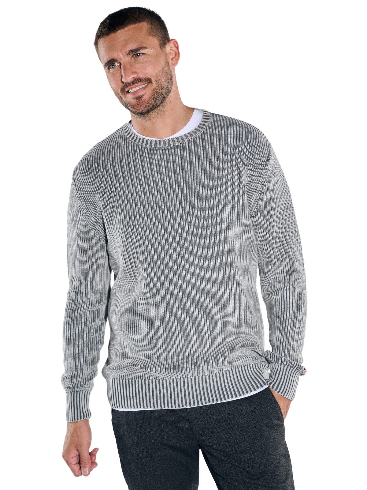 emilio adani Rundhalspullover emilio adani Herren Strickpullover strukturie günstig online kaufen