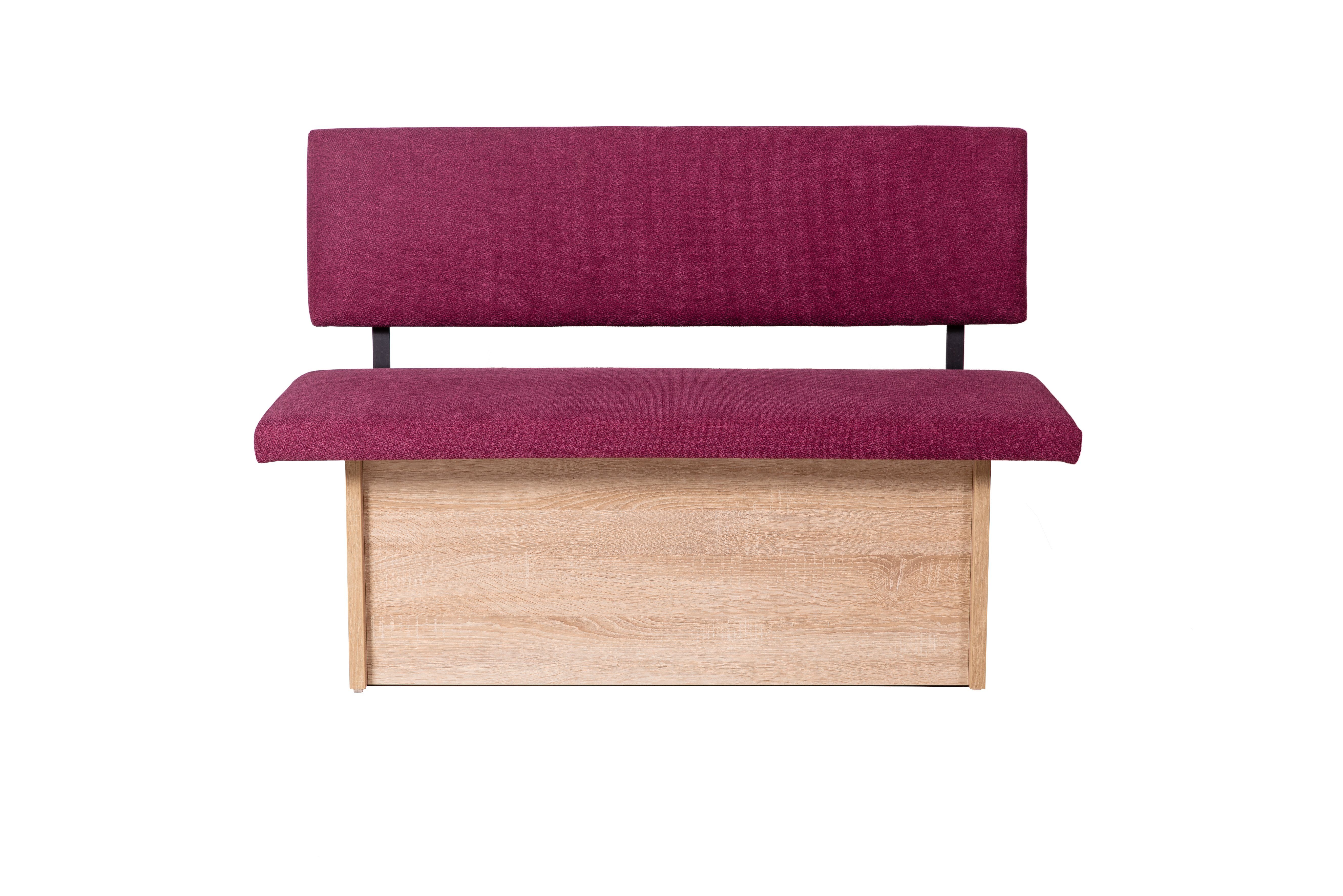 kundler home Sitzbank mit Truhe, Sitz und Lehne gepolstert, L125cm, Eiche Premiumdekor