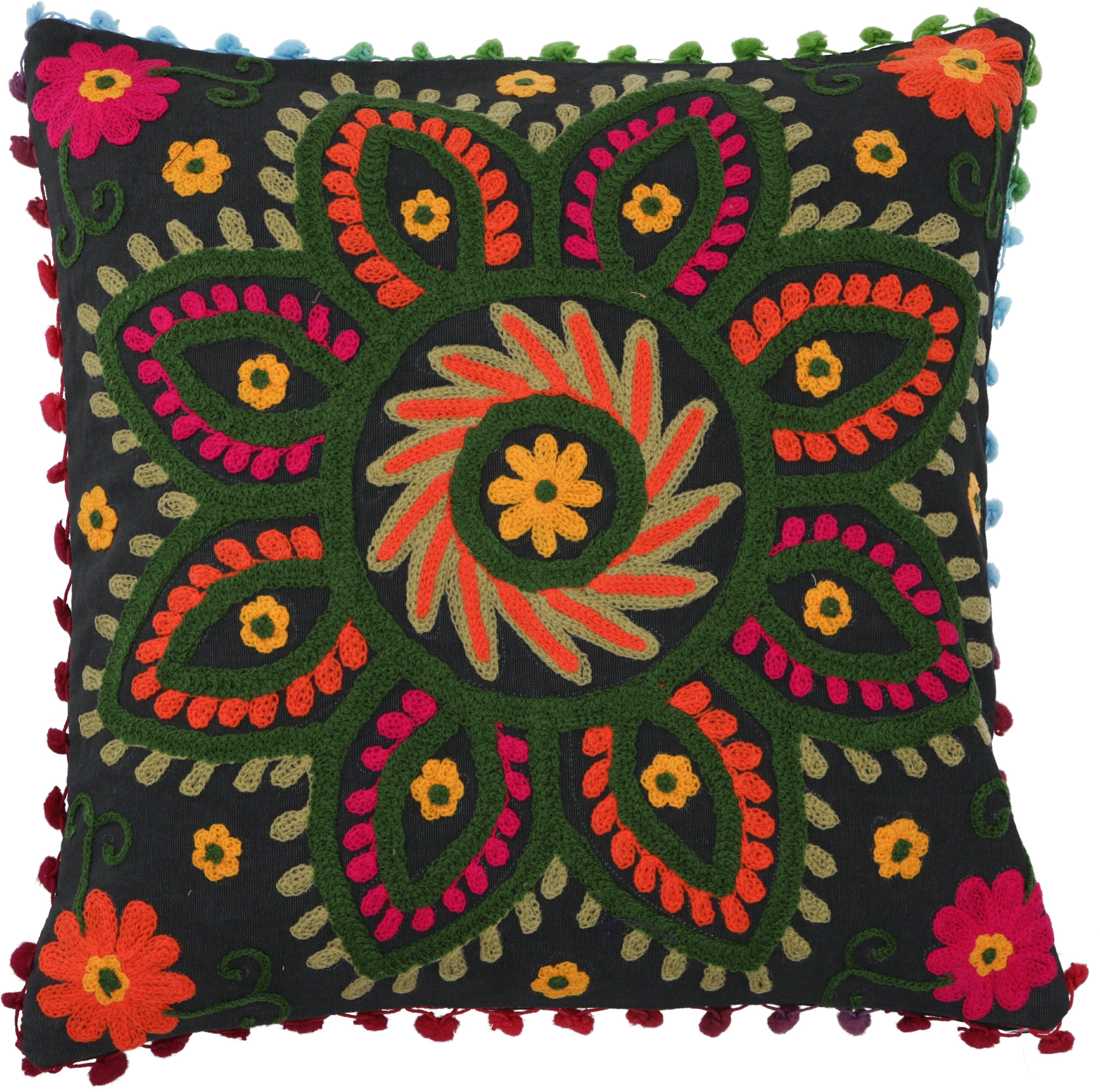 Guru-Shop Kissenbezüge Boho Kissenhülle, farbenfrohes besticktes.. günstig online kaufen