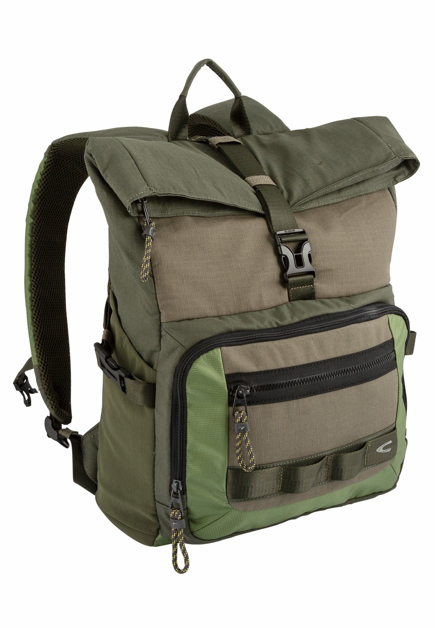 camel active Freizeitrucksack Rucksack aus Baumwolle in modernem Look, Markenlabel