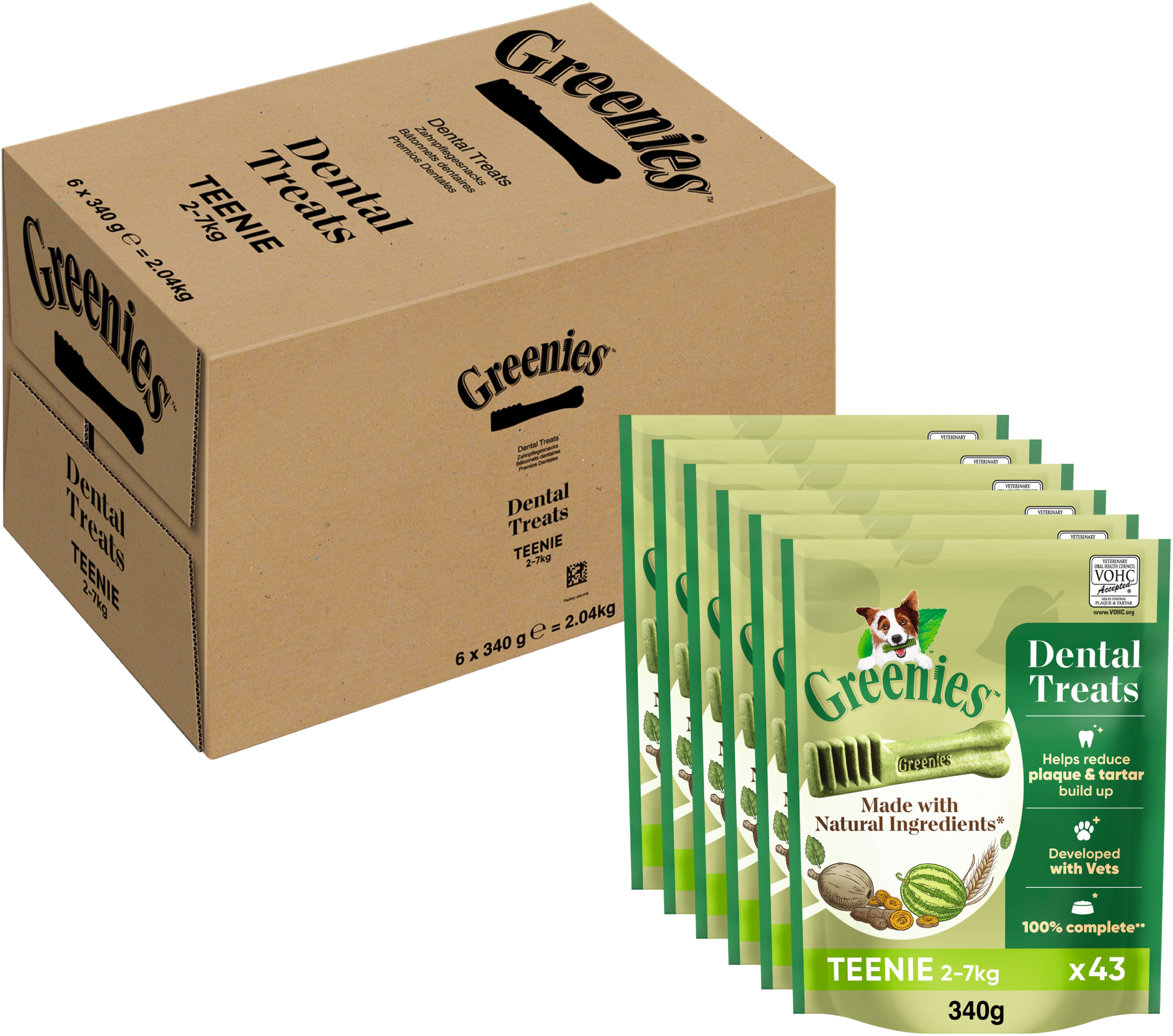 Greenies GREENIES™ Dental Treats Teenie für Hunde von 2-7kg, 6 x 340g, Snack für: Hunde