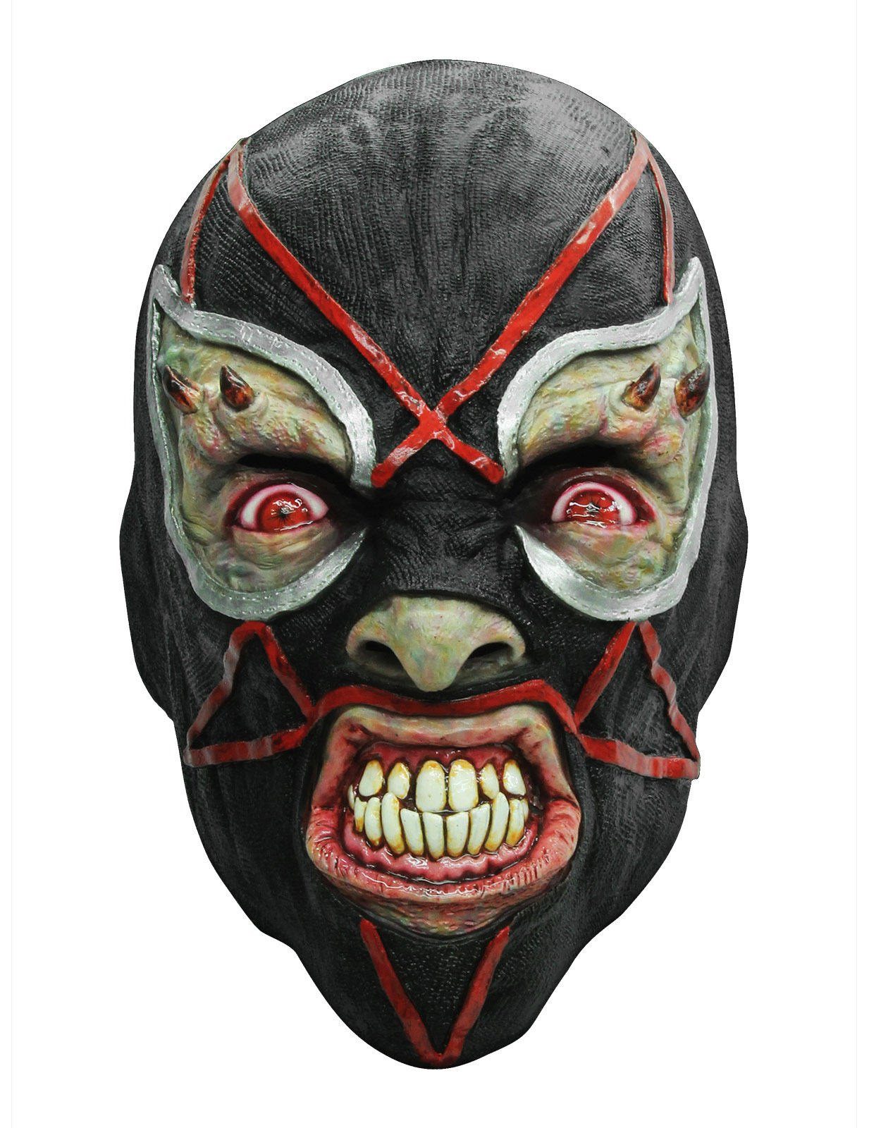 Metamorph Monster-Kostüm Teuflischer Luchador Halloween Latex-Maske Wrestling schwarz-rot