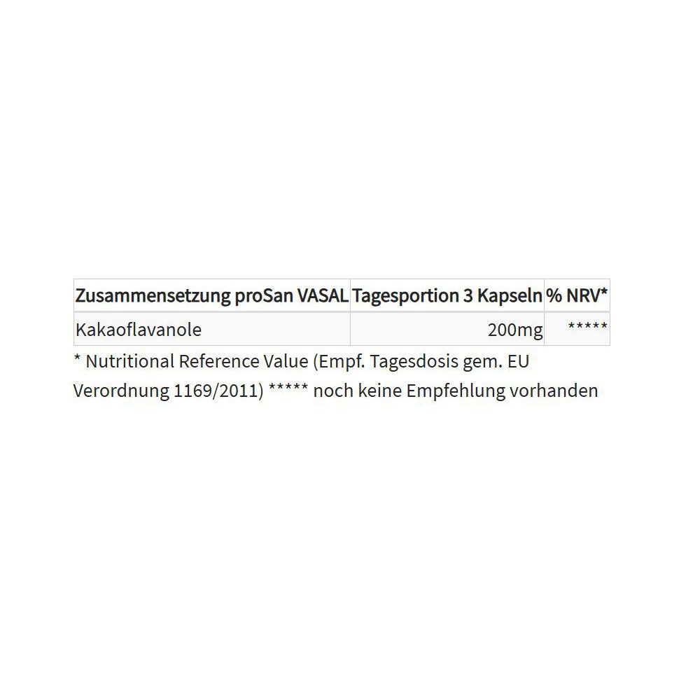 proSan VASAL, 200 mg Kakaoflavanole fördern einen normalen Blutfluss Kapseln, 90 St., 73 g