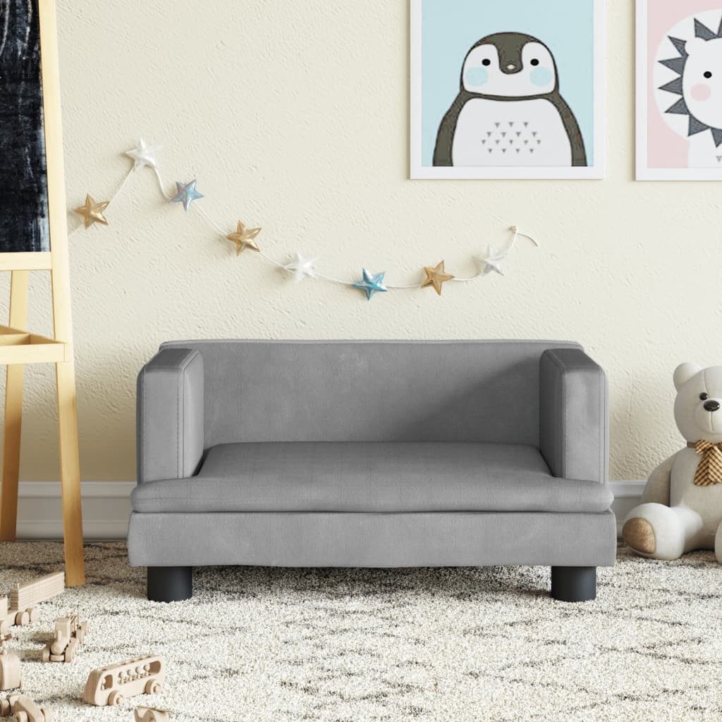 vidaXL Kindersofa Kindersofa Hellgrau 60x40x30 cm Samt Kindercouch Kindermöbel Kinderzim