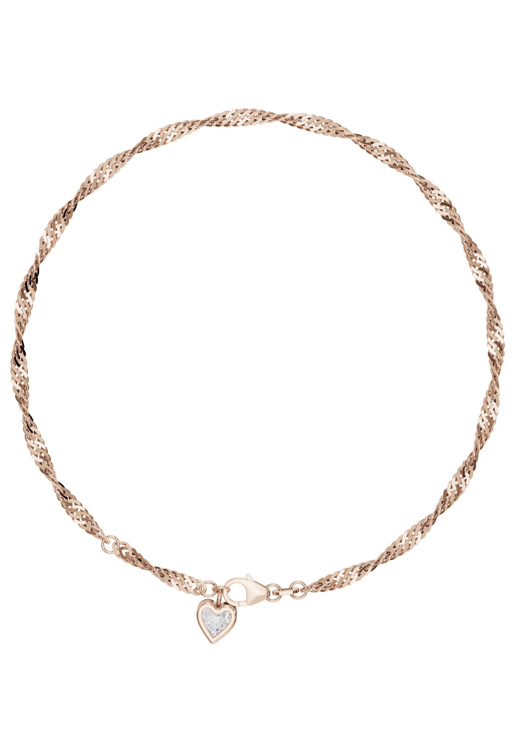 Fußkette mit Anhänger Schmuck Geschenk Silber 925 Körperschmuck Herz+LIEBE Singapurkette