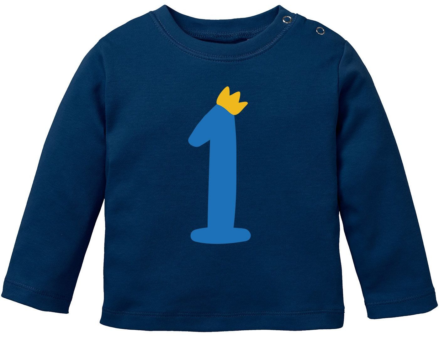 MoonWorks Body Baby Langarm-Shirt 1. Geburtstag Zahl 1 Krone Geburtstagsshirt
