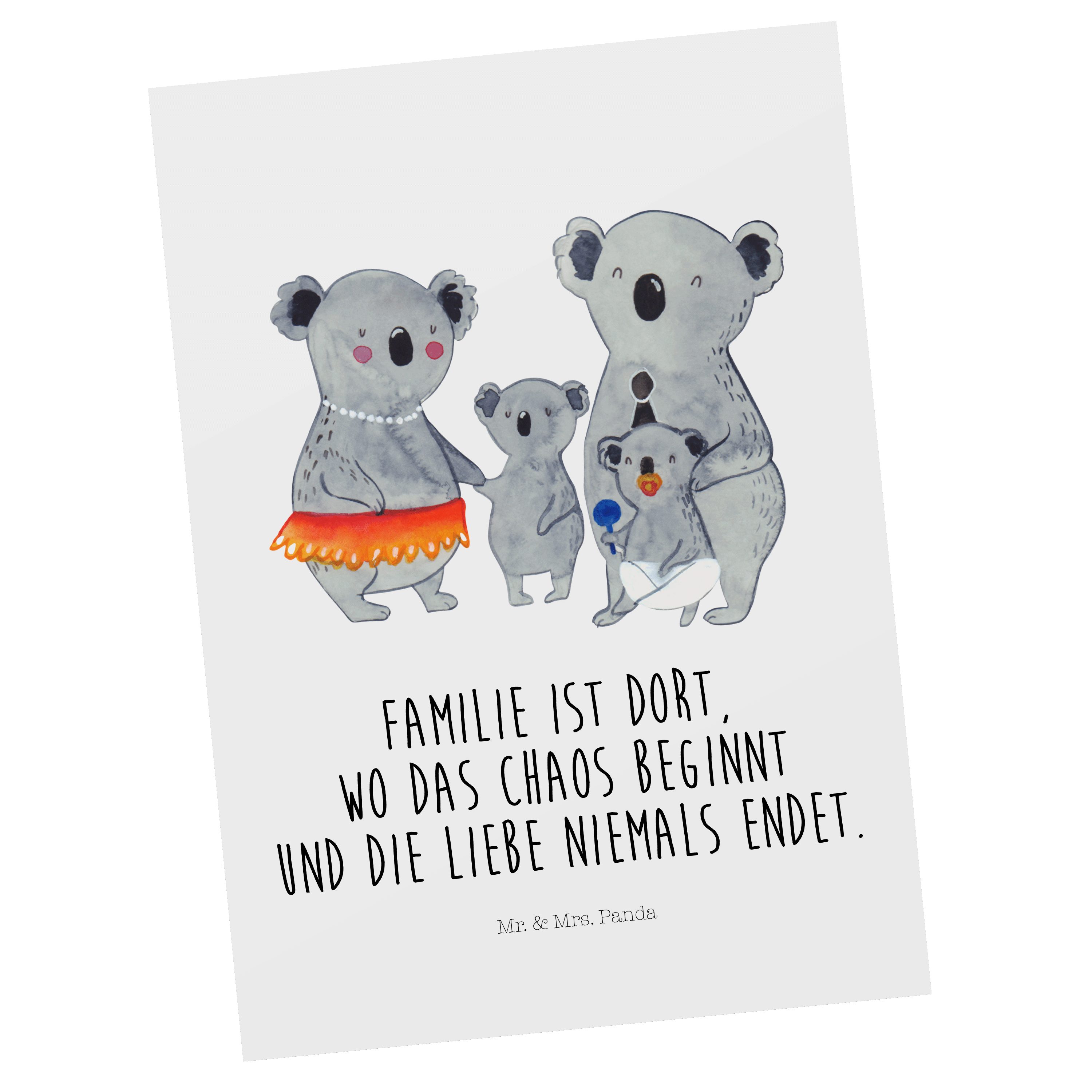 - Koalas, Geschenk, Einladungskarte, Mrs. Familie Postkarte Koala Weiß - & Mr. Geschenkkar Panda