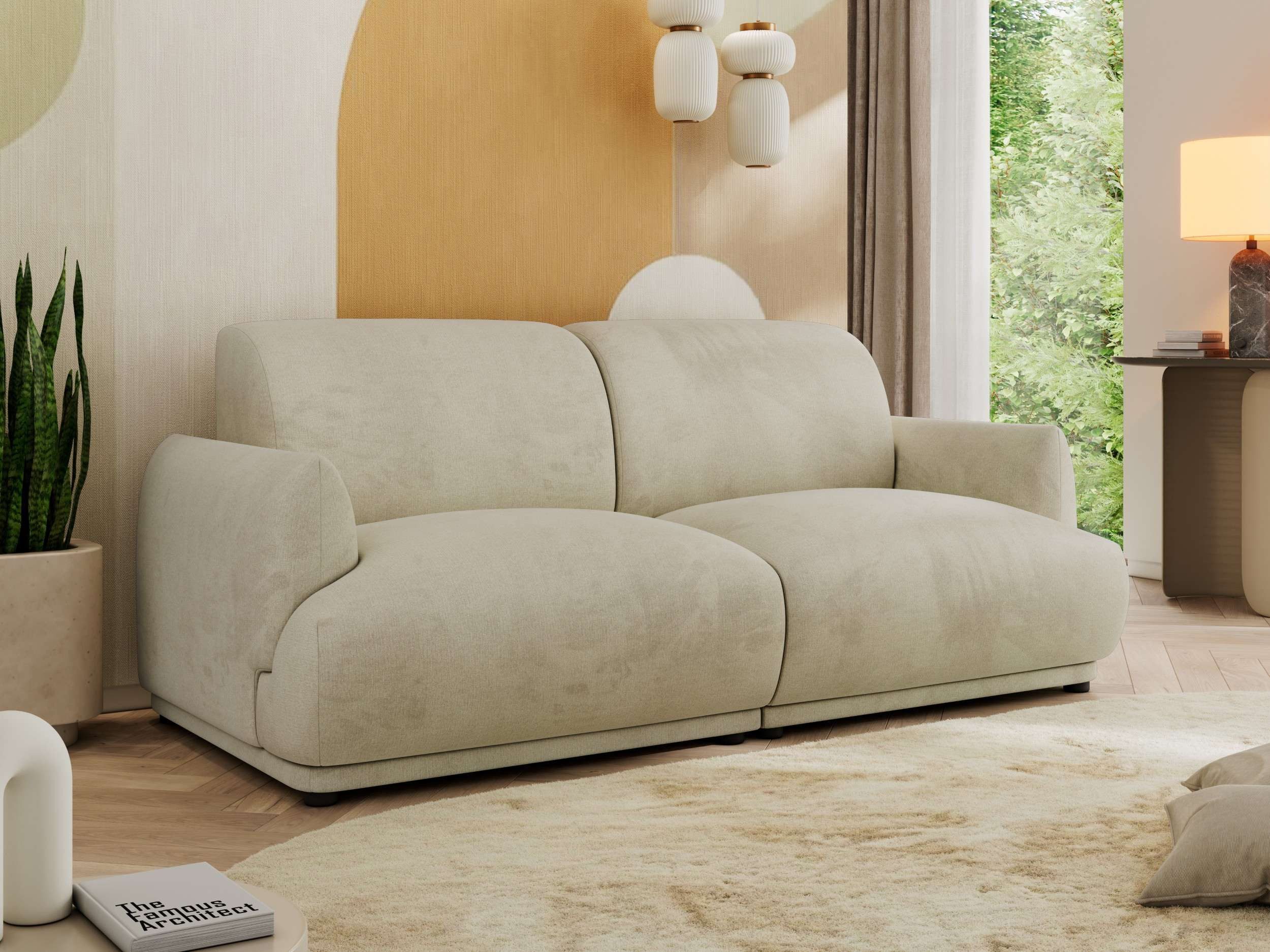 MKS MÖBEL Sofa PUNTA, Polsterbett 3-Sitzer, feststehend, HR-Schaum, Wellenfedern, modernes Design