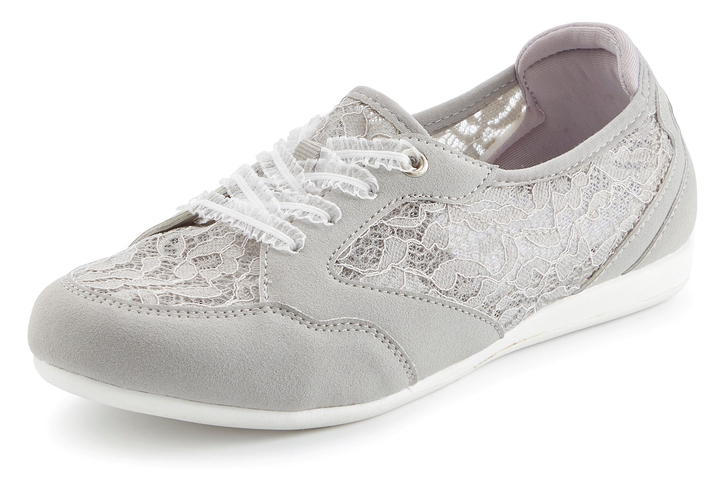 Vivance by Lascana Freizeitschuh, Halbschuh, Ballerina, Slip-On-Sneaker, Sneaker NEU mit eleganten Spitzeneinsätzen VEGAN