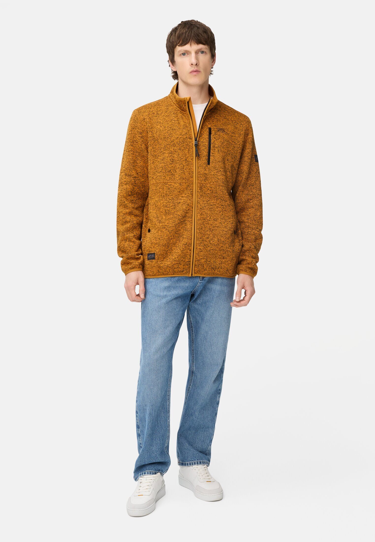 camel active Strickjacke Strickjacke mit Stehkragen Langarm Stehkragen