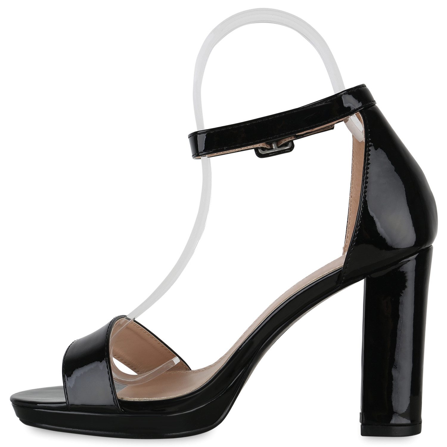 VAN HILL 839444 Sandalette Damen Klassische Sandaletten Blockabsatz Lack Absatz-